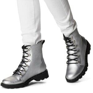 SOREL Lennox Lace Up Waterproof Boot Pure Silver Size 12 New